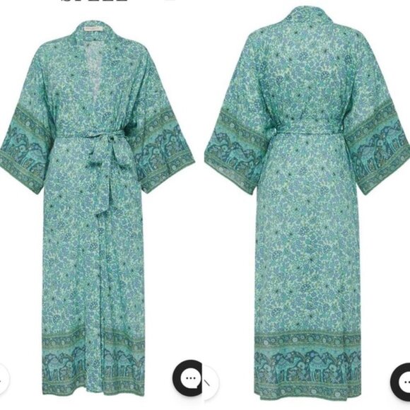 Spell & The Gypsy Sundown Maxi Robe Kimono Green Floral - Picture 4 of 12